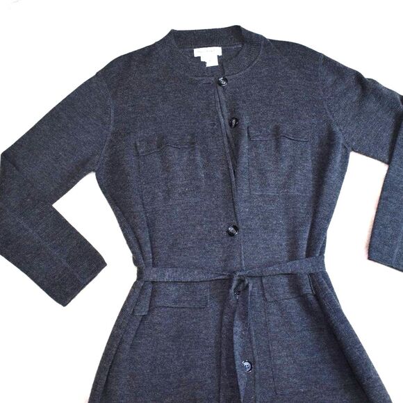 Harve Benard Wool Blend Long Gray Sweater Jacket Size Small Dark Academia - Picture 12 of 16